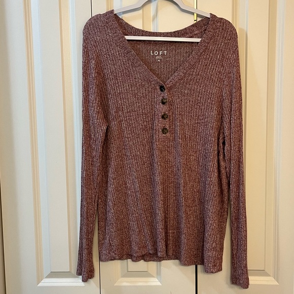 LOFT Tops - Loft 549523 Ribbed Henley Top